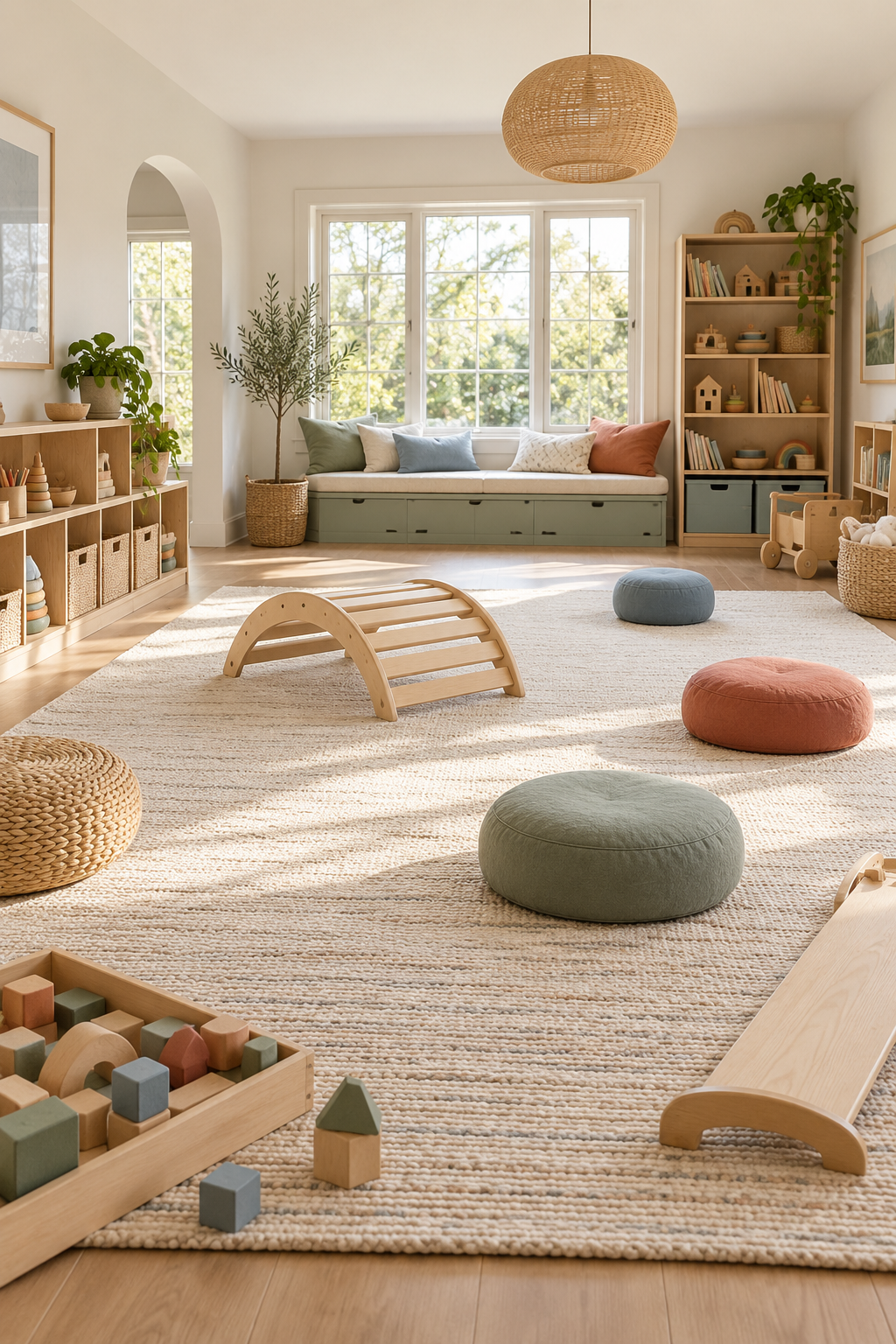 Create a Movement-Friendly Open Floor in a stylish screen-free playroom