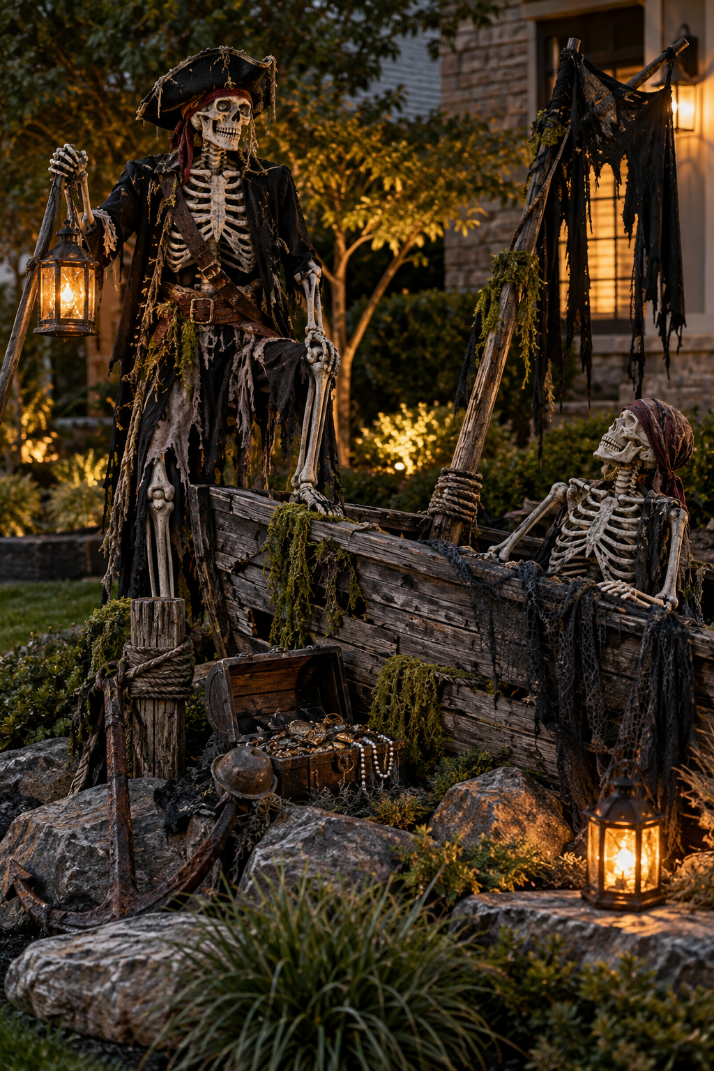 Design a Pirate Skeleton Shipwreck styled as skeleton yard display ideas