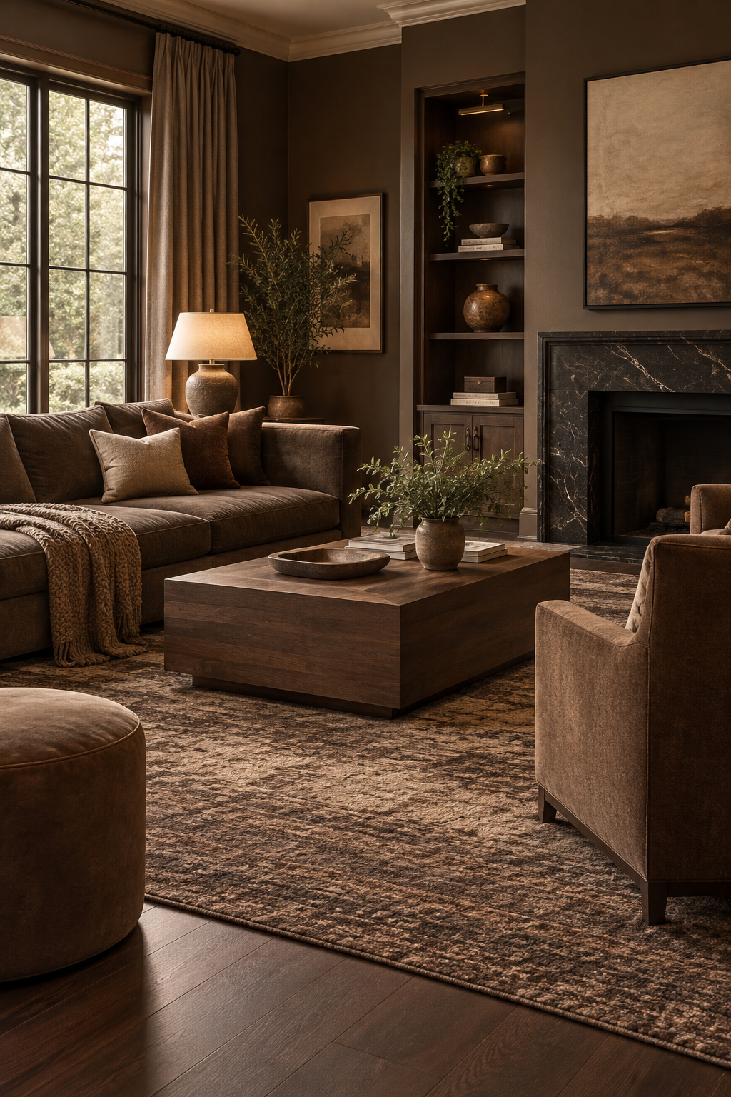 Use a Tonal Brown Area Rug