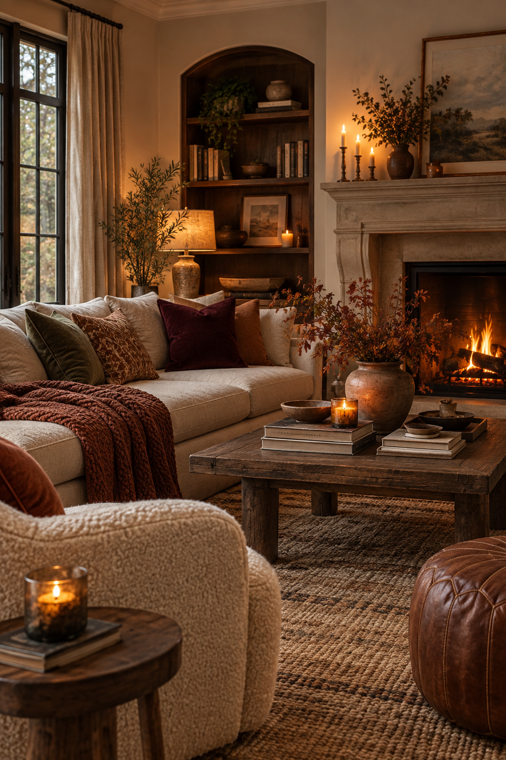 Cream and caramel fall living room