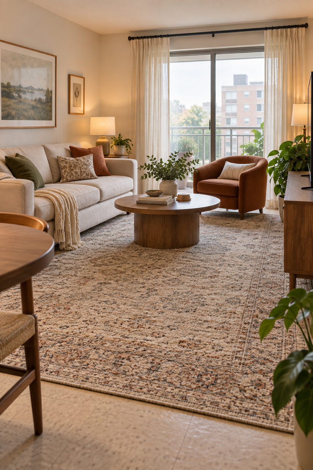 Layer Large Rugs over Unwanted Flooring