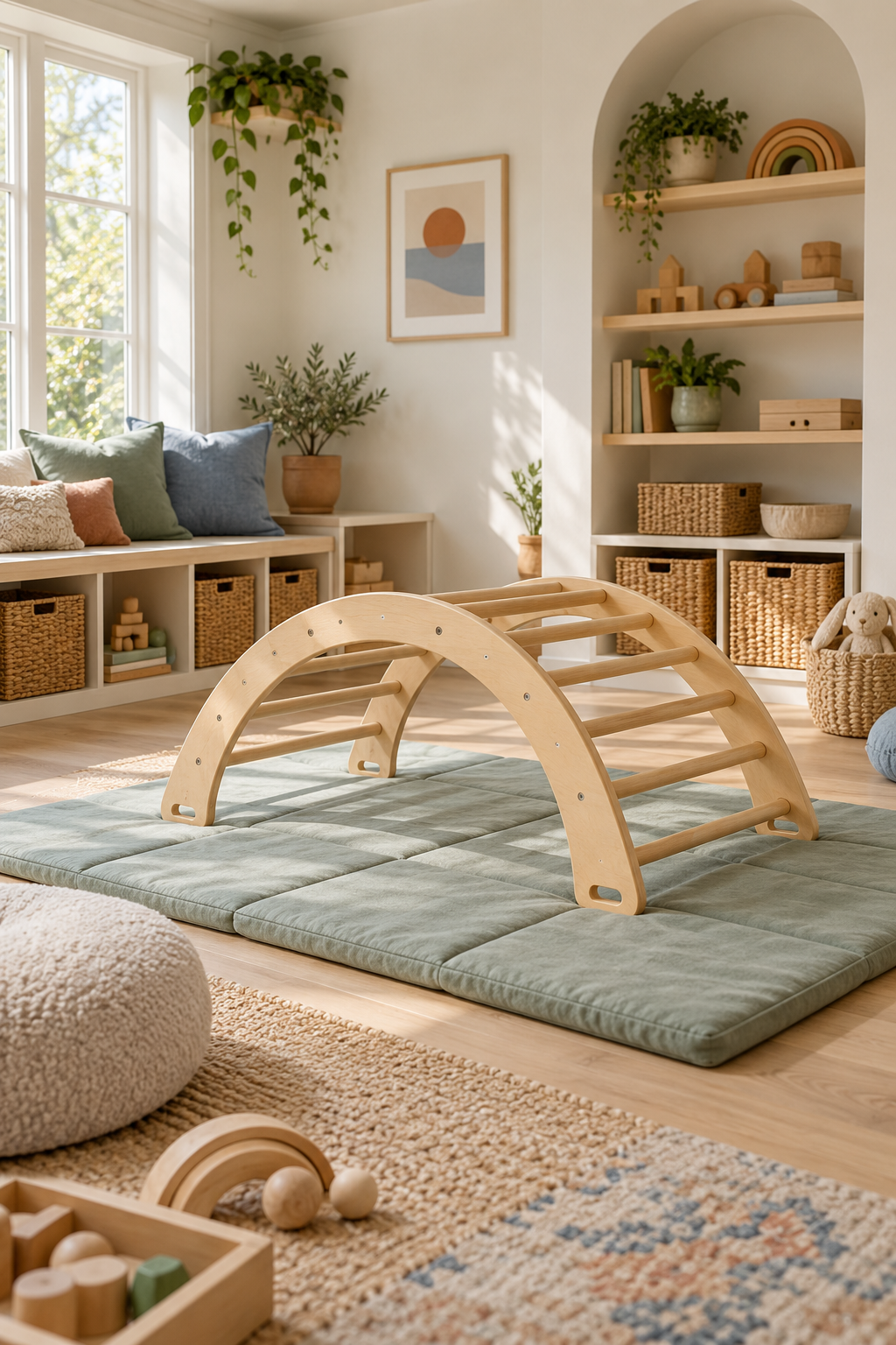 Install a Low Climbing Arch in a stylish screen-free playroom