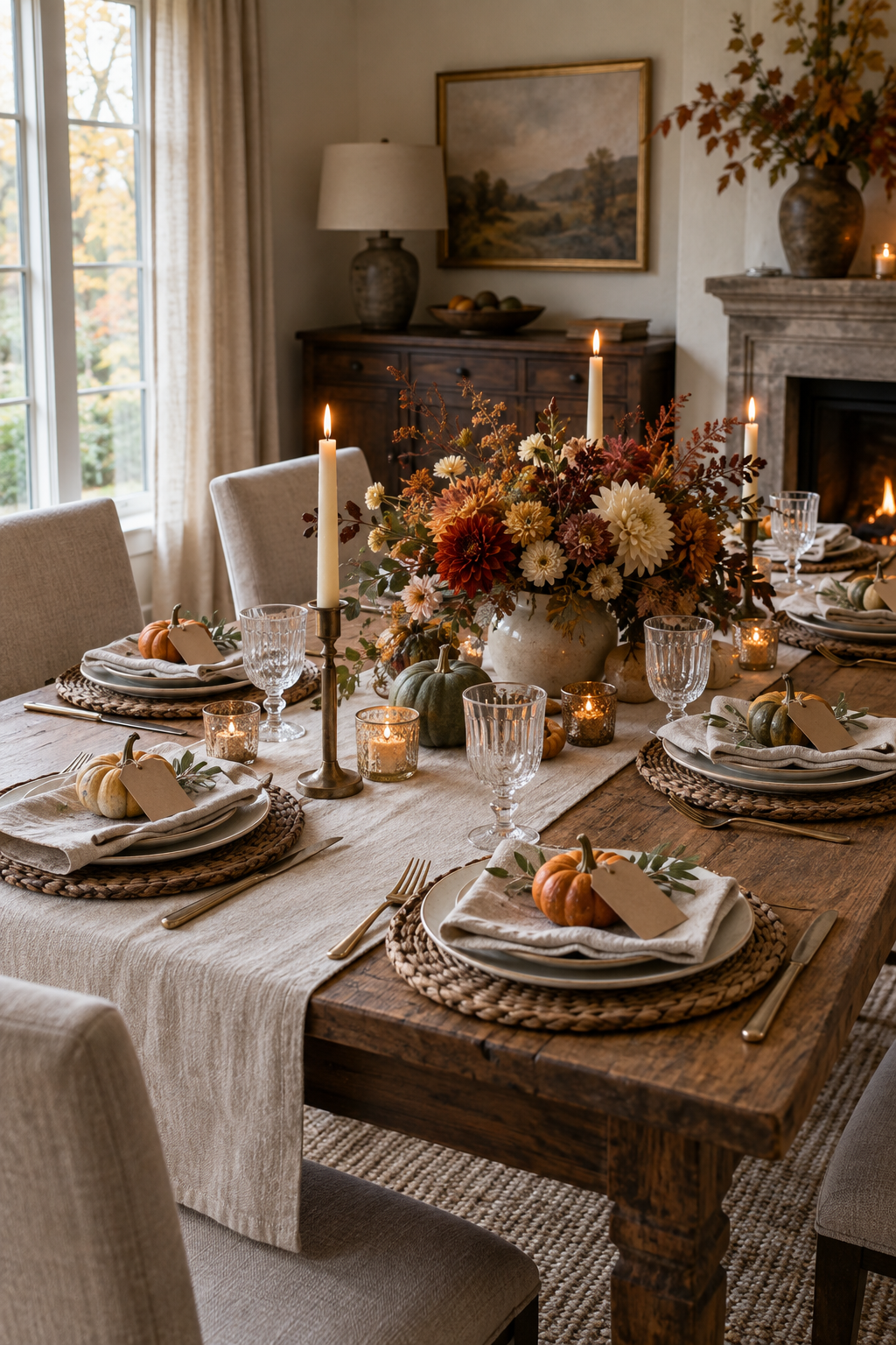 Mini pumpkins used as place cards