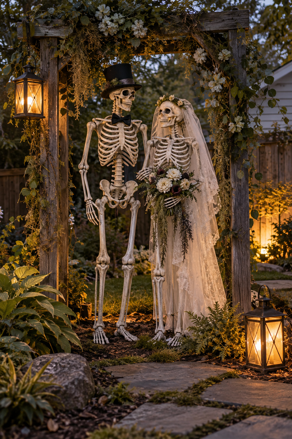 Create a Skeleton Wedding styled as skeleton yard display ideas