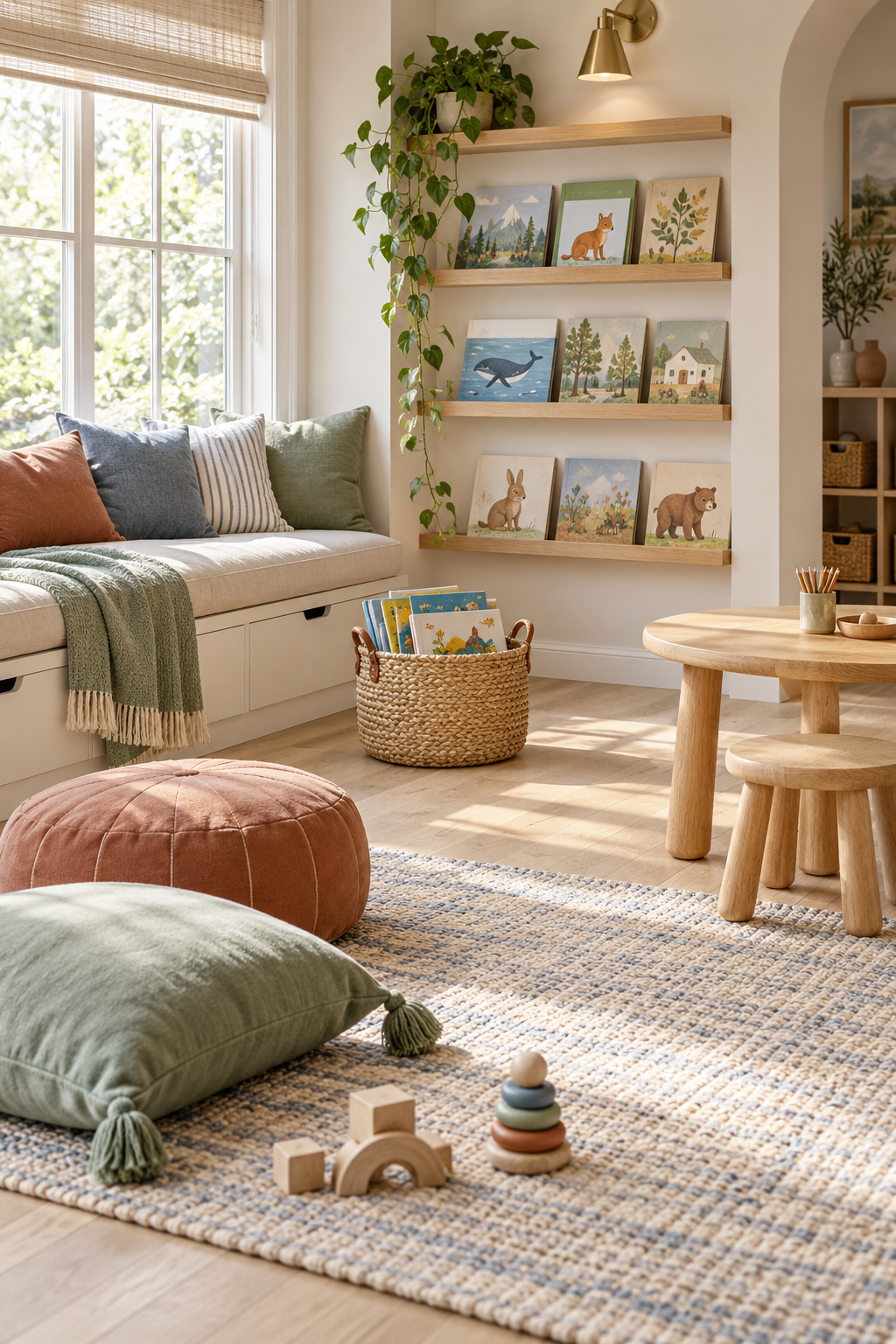 Create a Calm Reading Corner in a stylish organized playroom