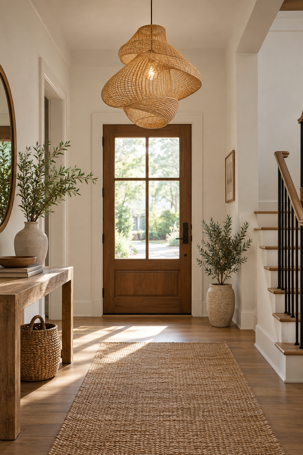 Try a Sculptural Bamboo Pendant in an Entryway
