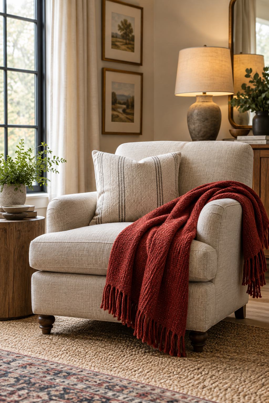 Add a Red Throw for Soft Seasonal Energy