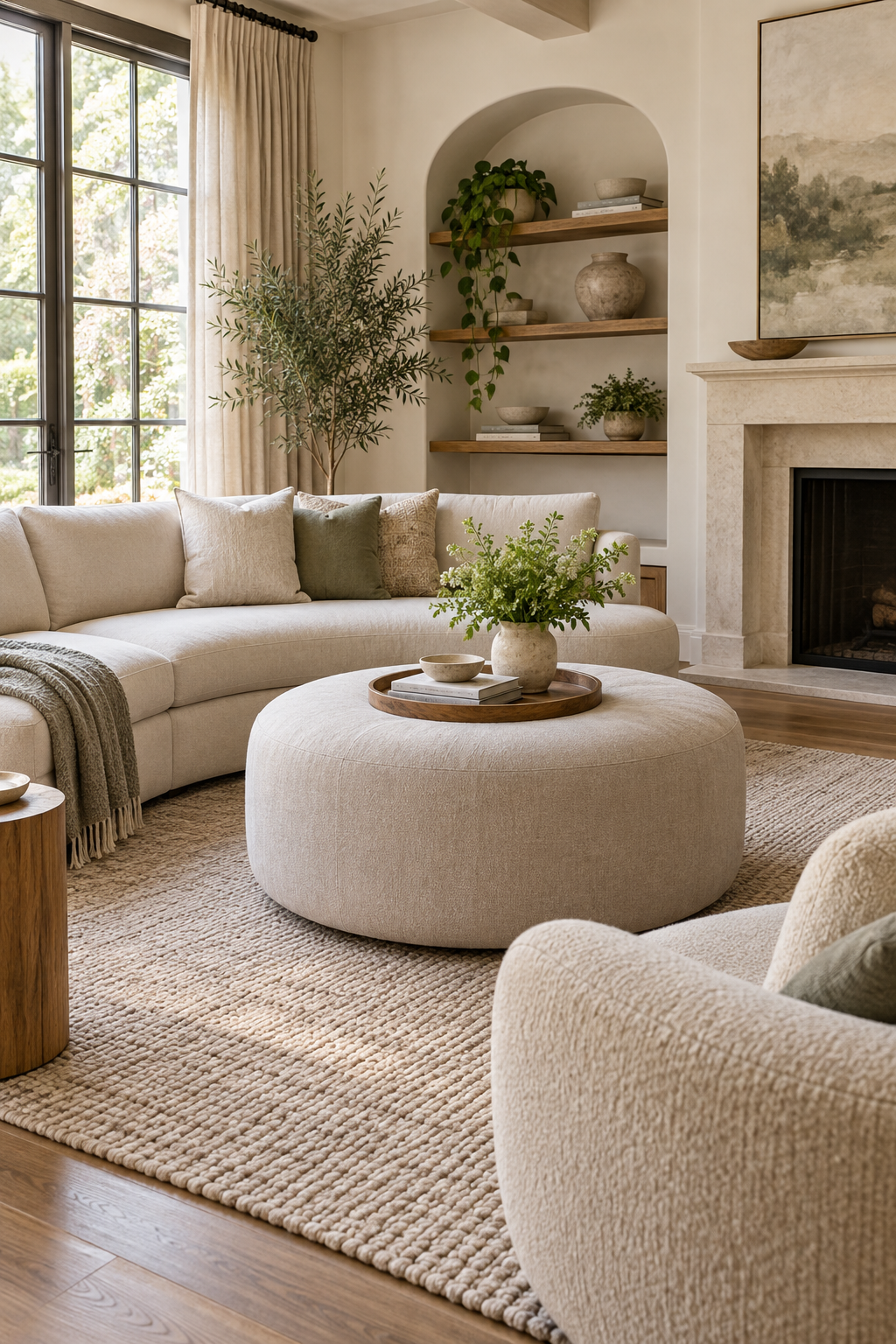 Add a Round Ottoman instead of a Sharp Table