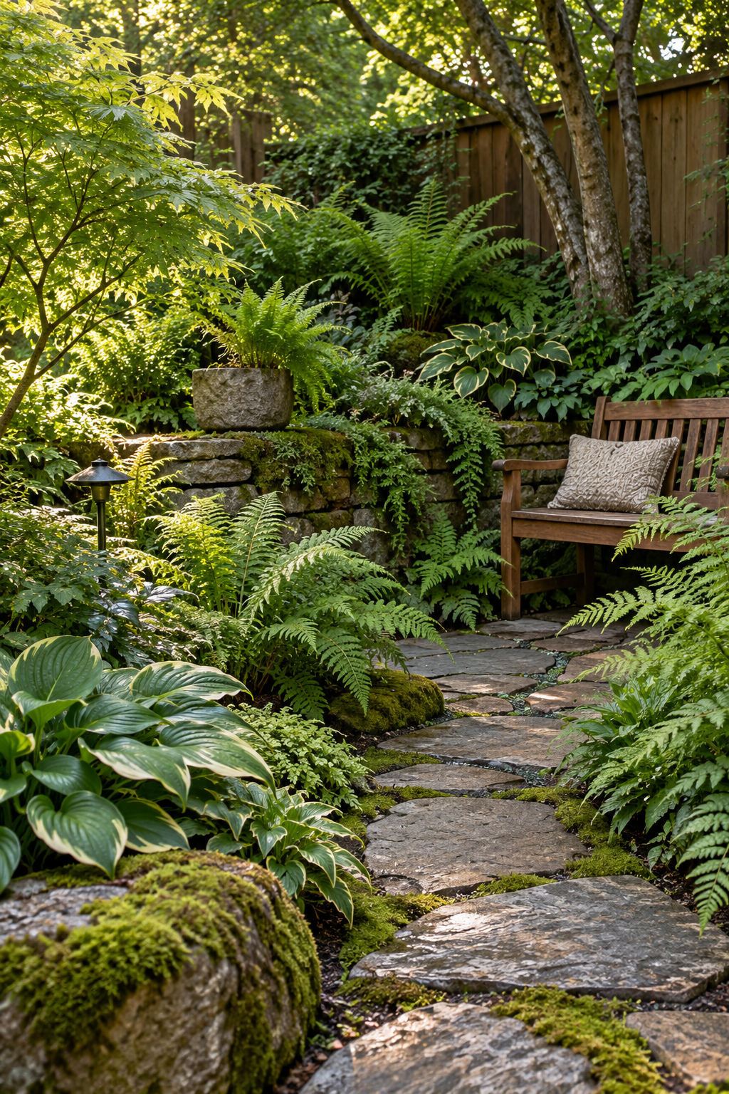 Turn a Corner into a Fern Garden in a small backyard garden