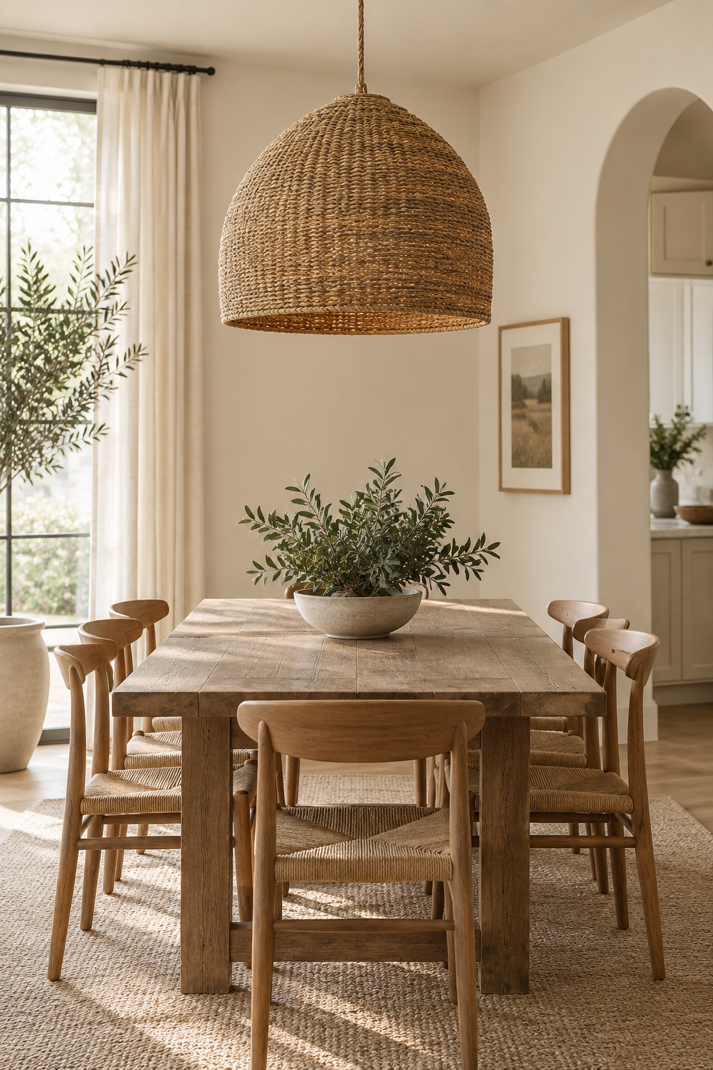 Pair Seagrass Lighting with Warm White Walls