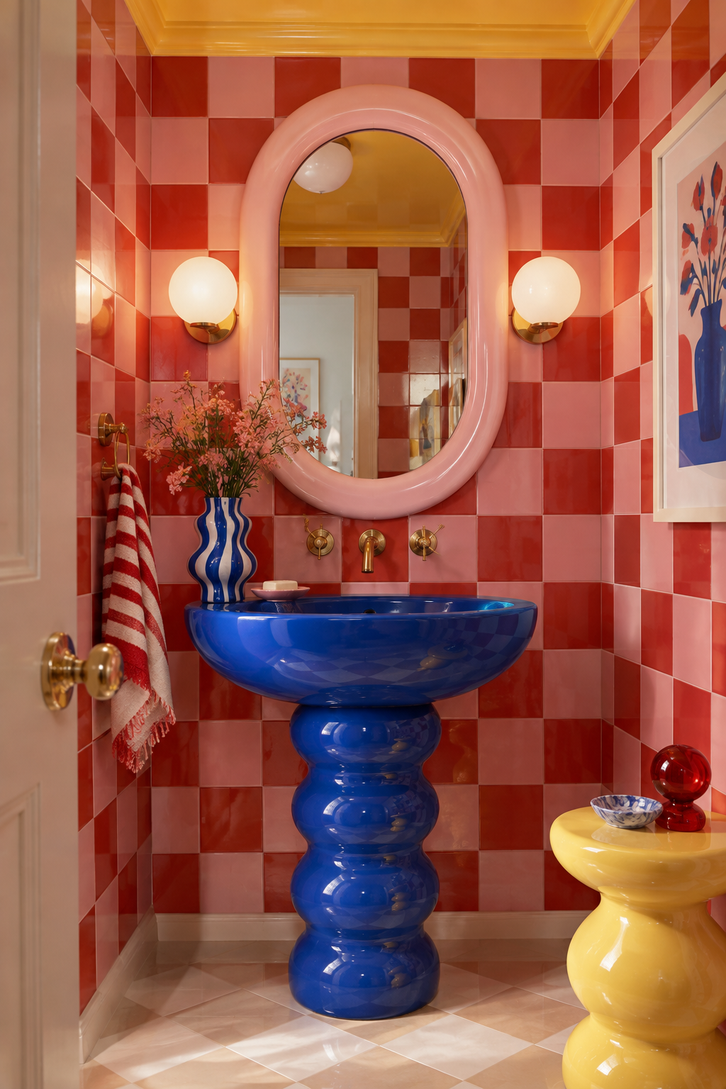 Checkerboard FunHaus powder room