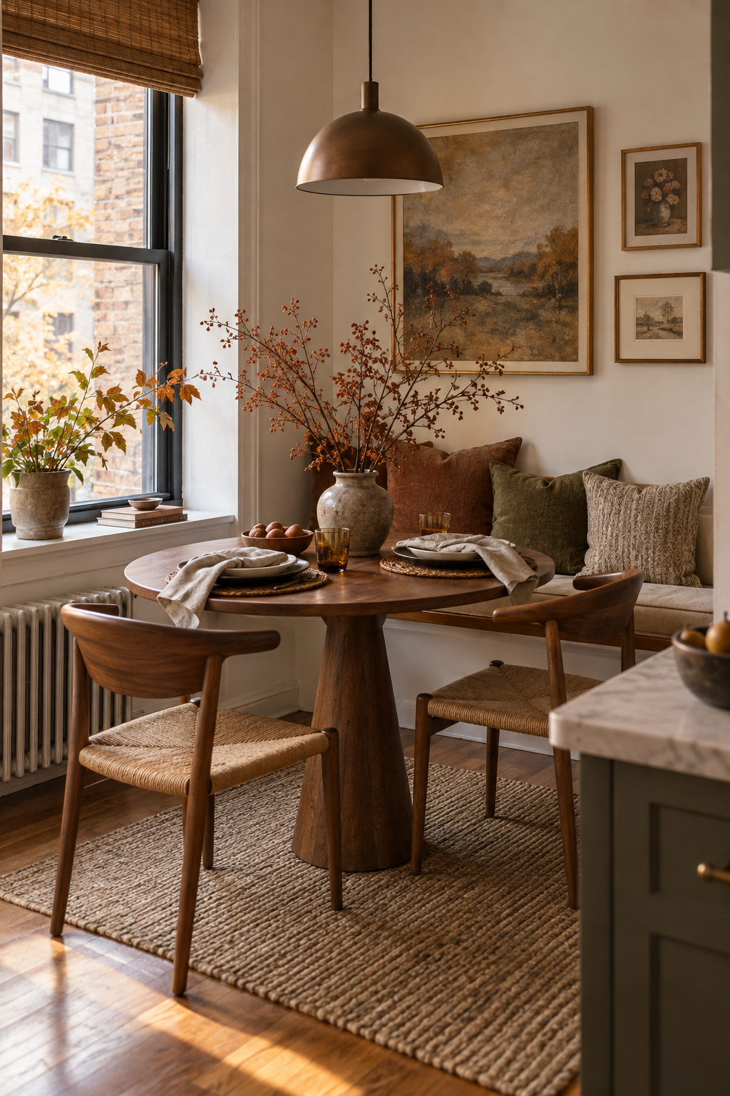 Compact apartment fall tablescape