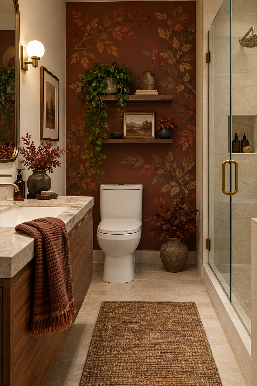 Small cozy fall bathroom focal point