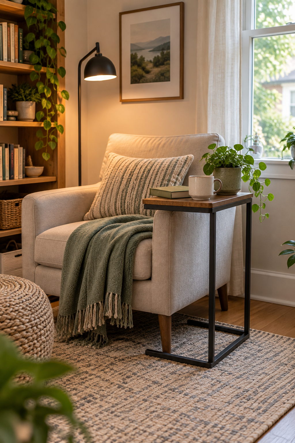 Use a C-Shaped Table for Books and Tea