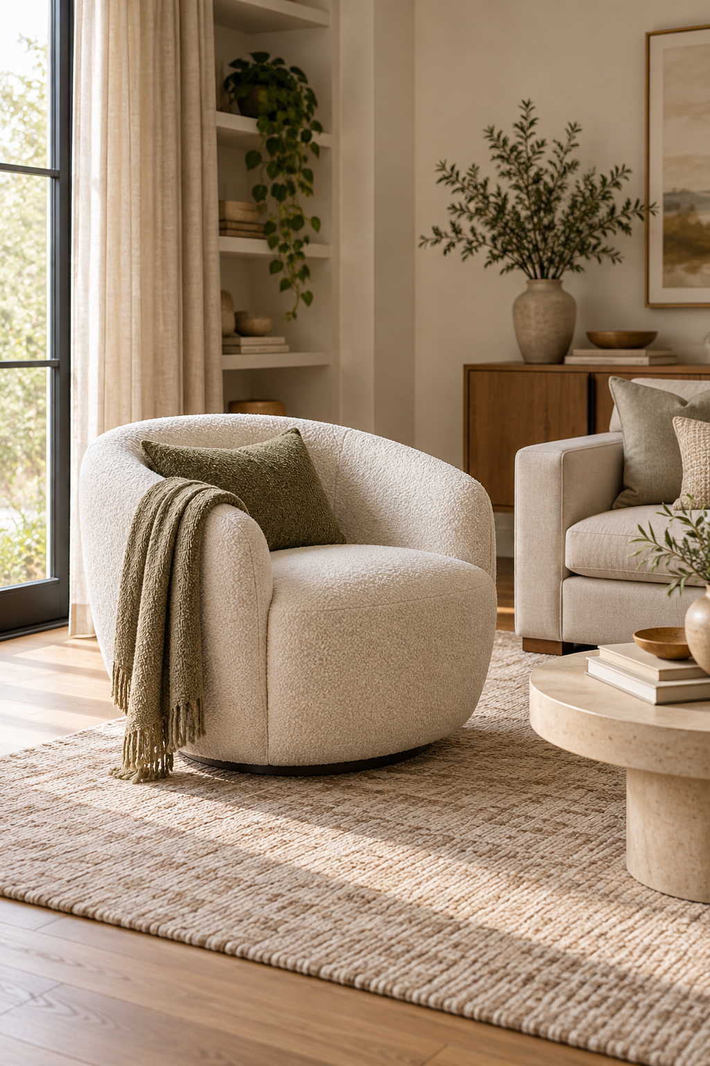 Style a Bouclé Swivel Chair