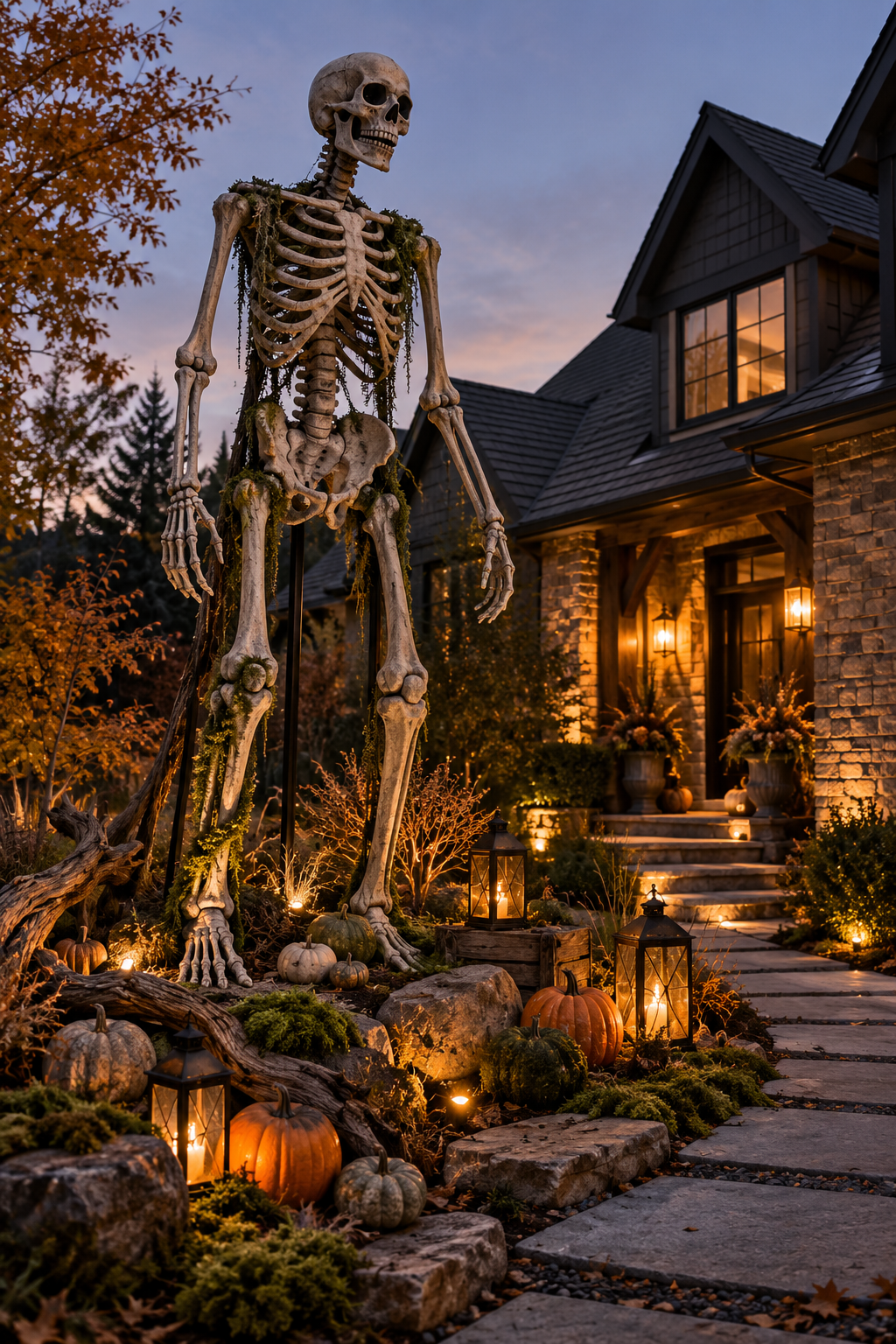 Make a Giant Skeleton Focal Point styled as skeleton yard display ideas