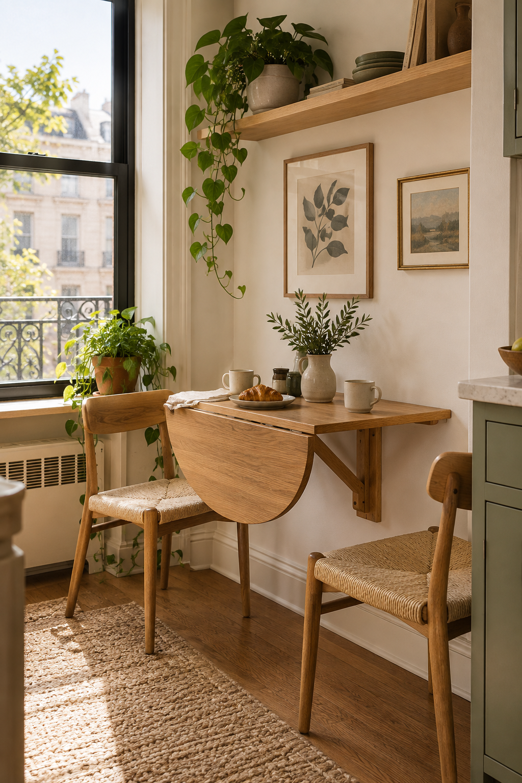Try a Wall-Mounted Drop-Leaf Table