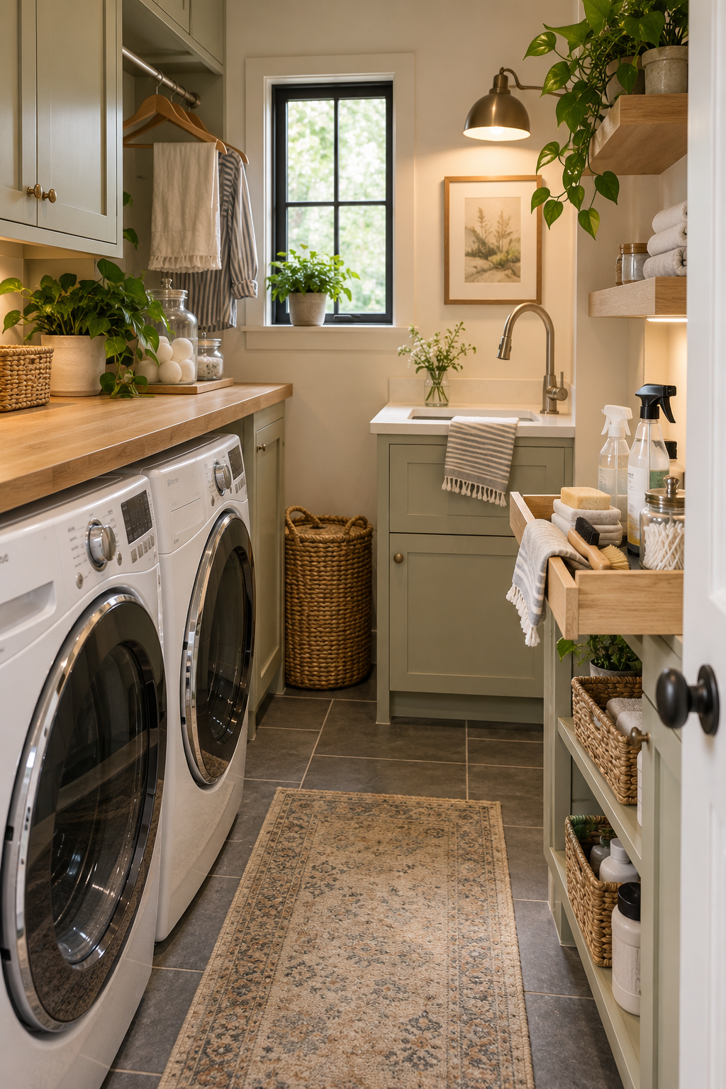 Create a Dedicated Stain-Treatment Station in a compact organized laundry room