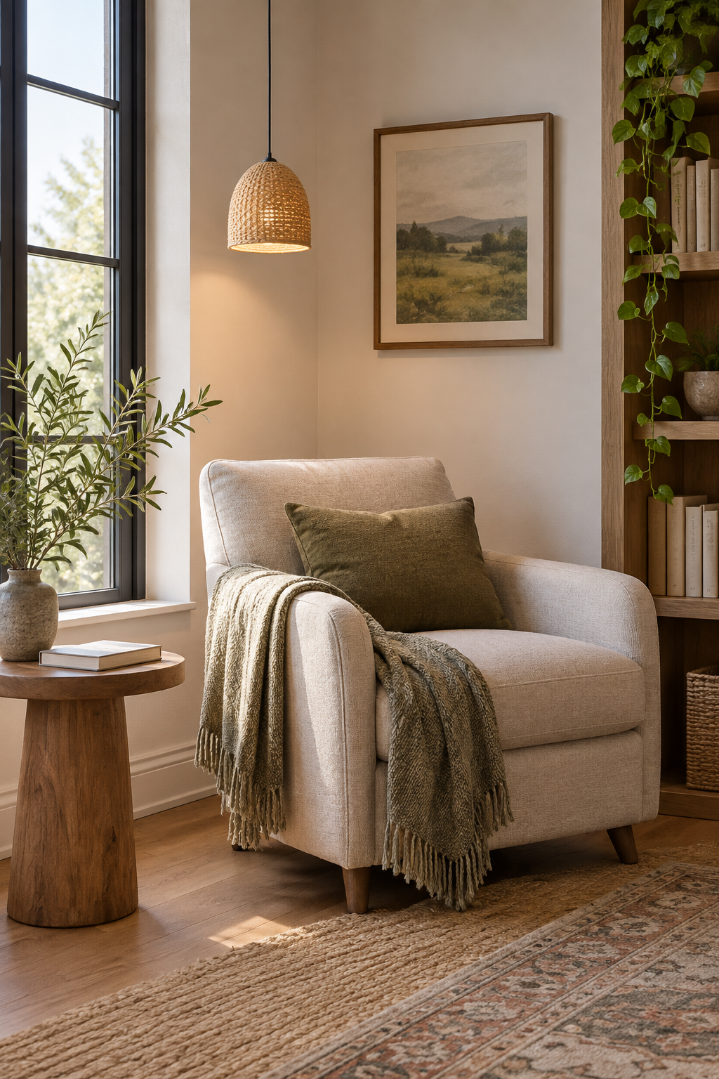 Use a Petite Pendant above a Reading Chair