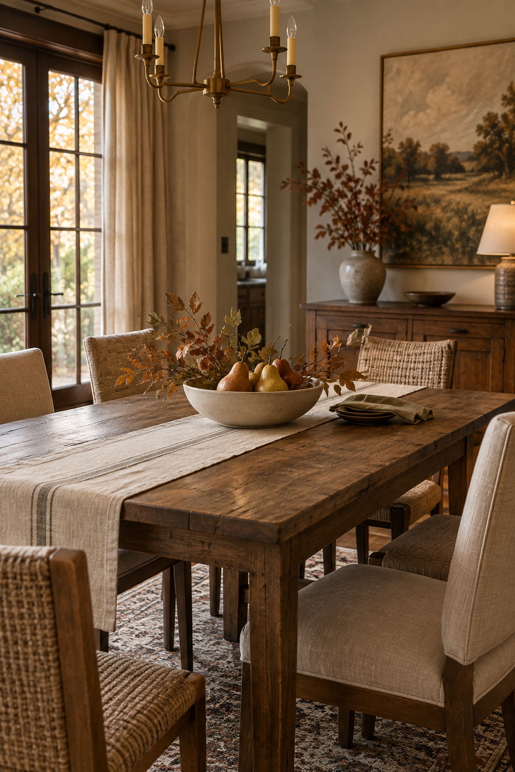 Low natural fall dining table centerpiece