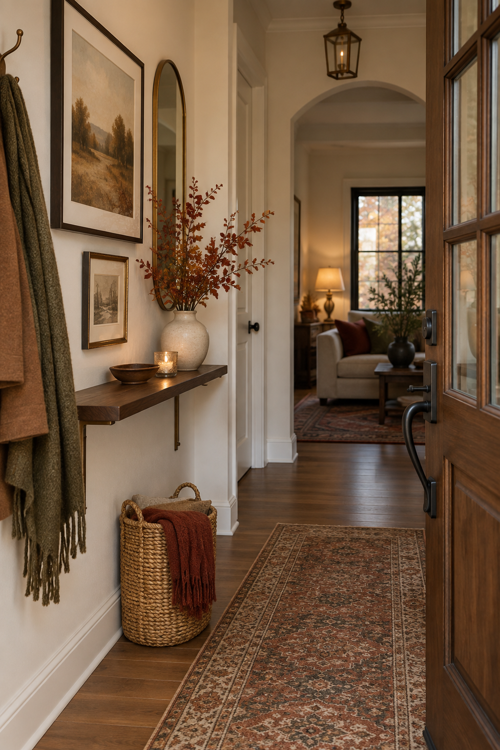 Small entryway with narrow autumn focal point