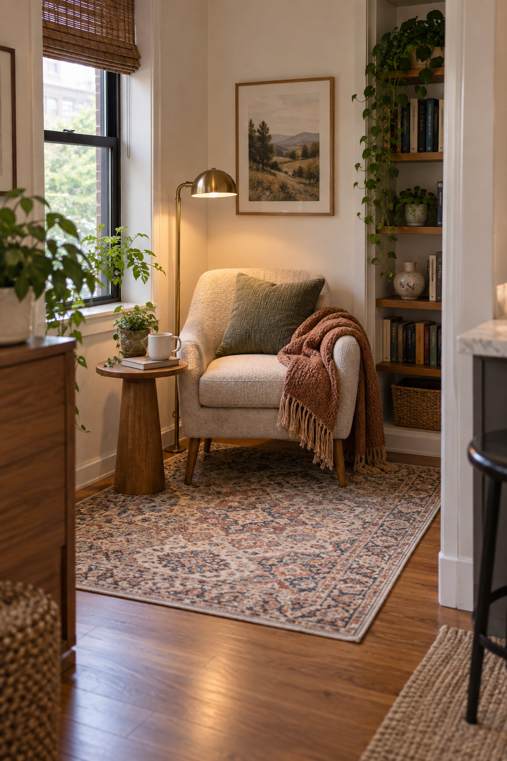 Layer a Rug to Define the Nook