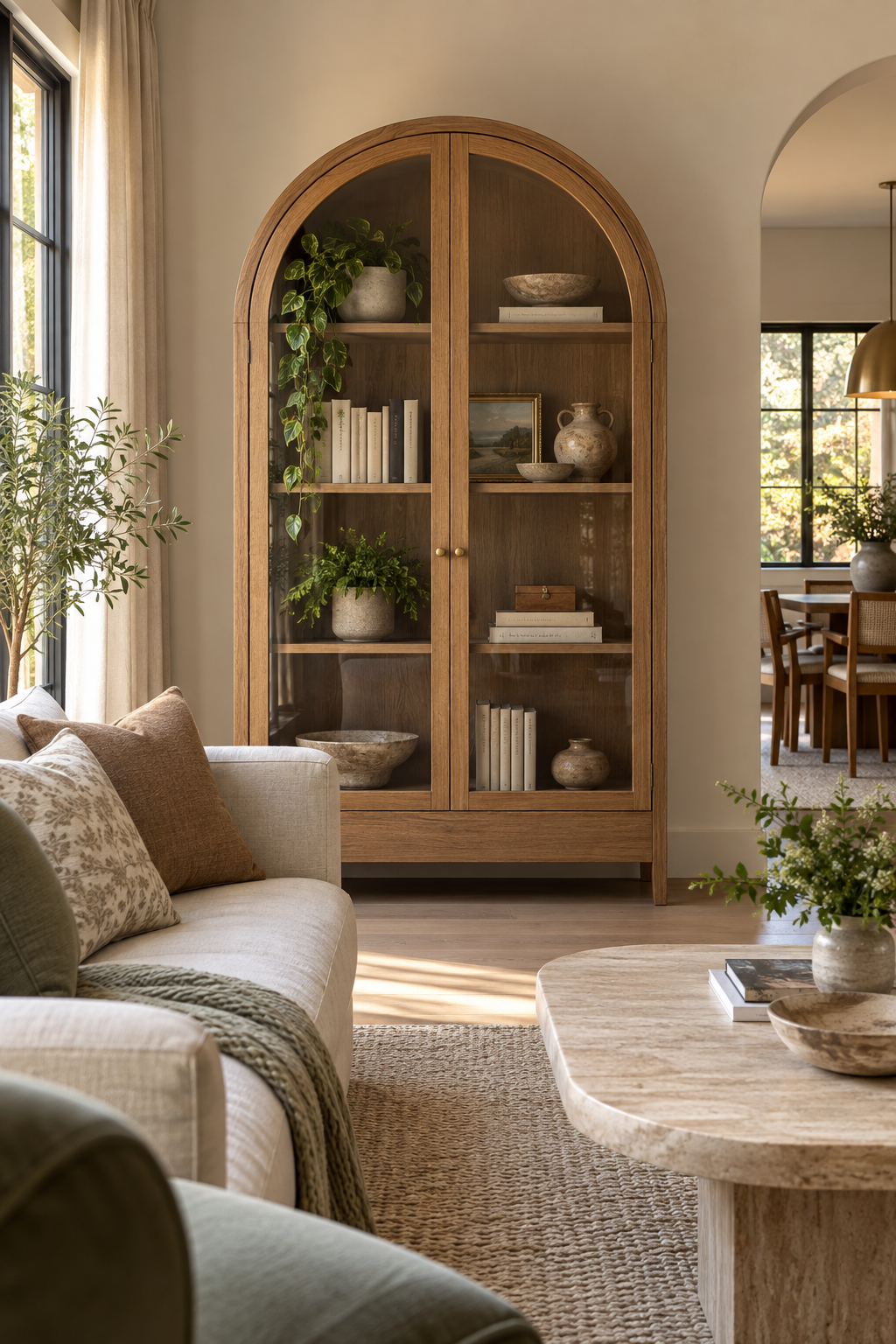 Use an Arched Cabinet as a Storage Focal Point