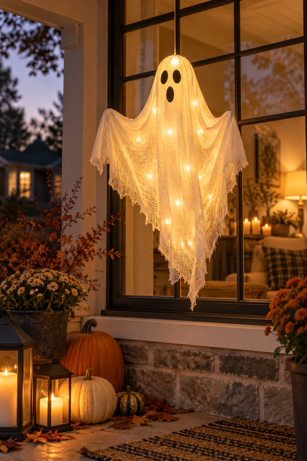 Build a Light-Up Window Ghost styled as DIY ghost decor ideas