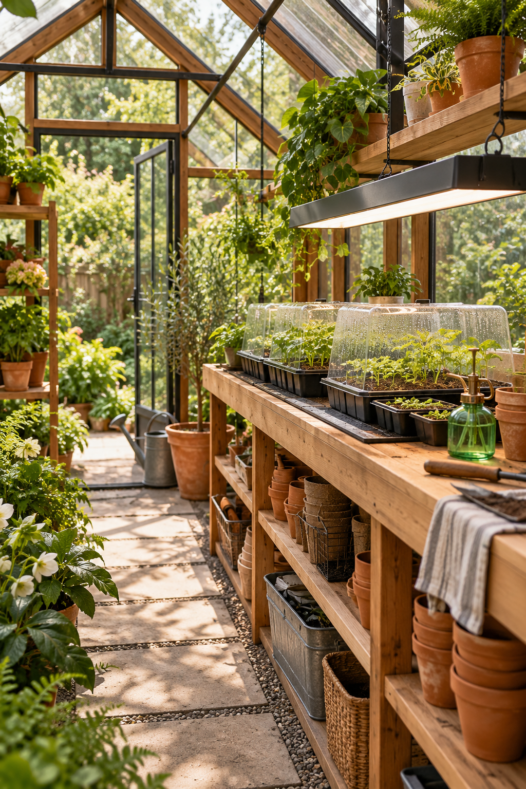 Style a Propagation Station inside a beautiful garden greenhouse