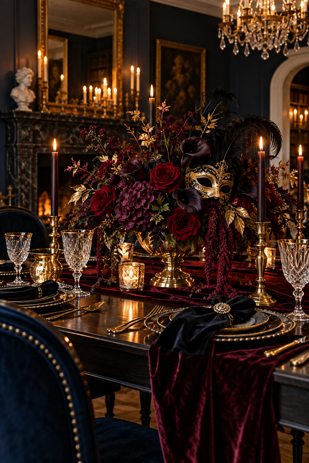 Create an Opera-Inspired Floral Arrangement styled as Halloween masquerade tablescape ideas