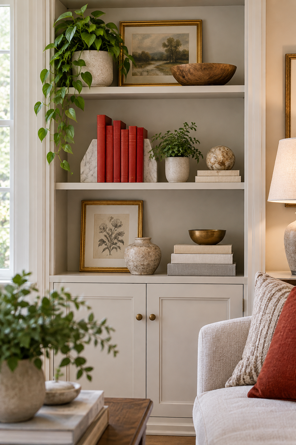 Display Red Books in a Curated Shelf Stack