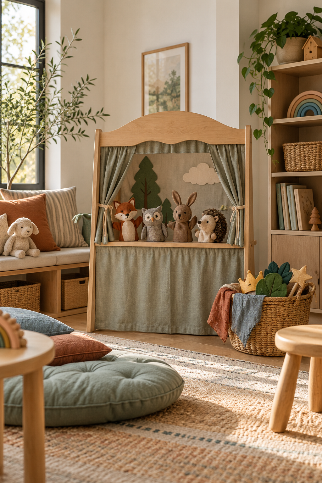 Set Up a Puppet-Theater Corner in a stylish screen-free playroom