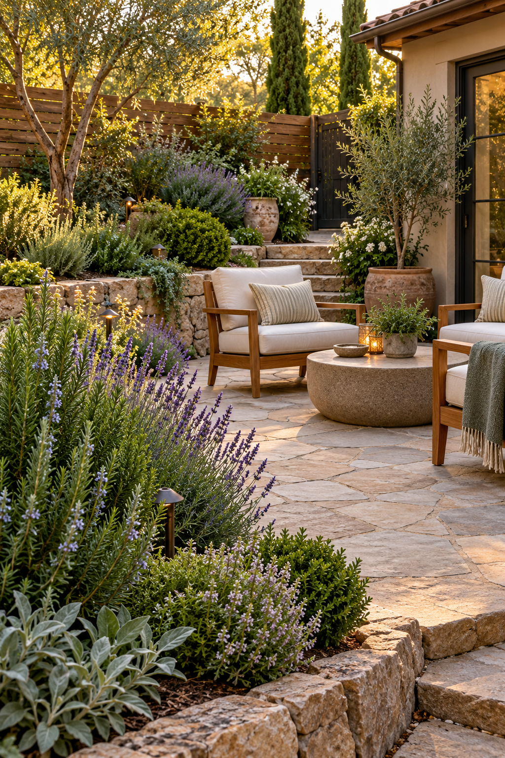 Plant a Fragrant Border Near Seating in a small backyard garden