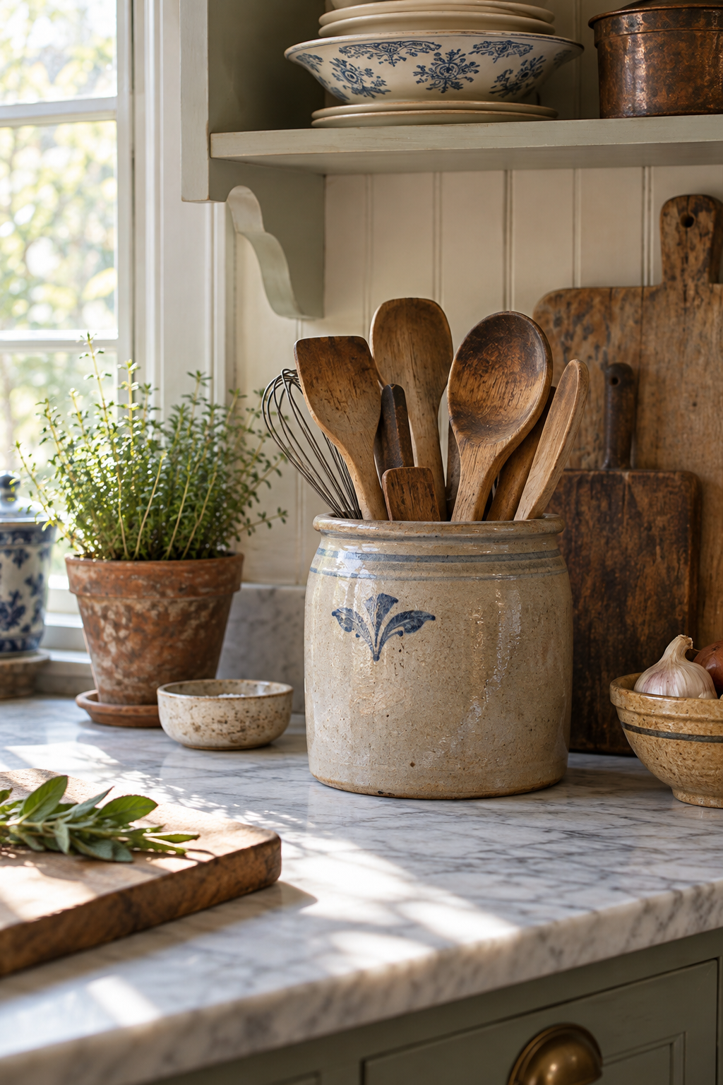 Use a Stoneware Crock for Utensils