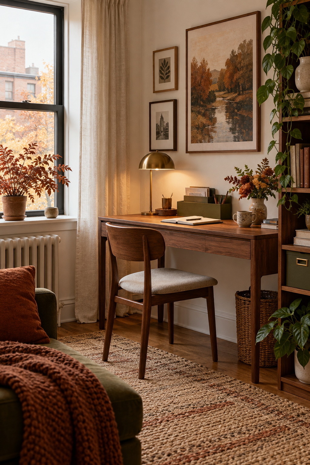 Subtle cozy fall apartment bathroom