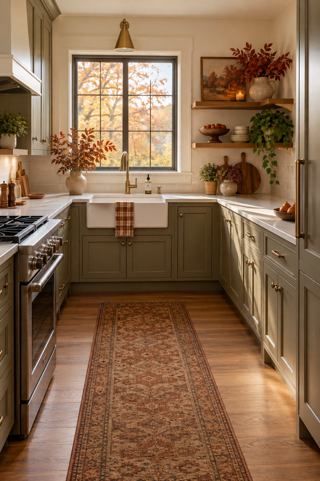Small kitchen with one autumn focal point
