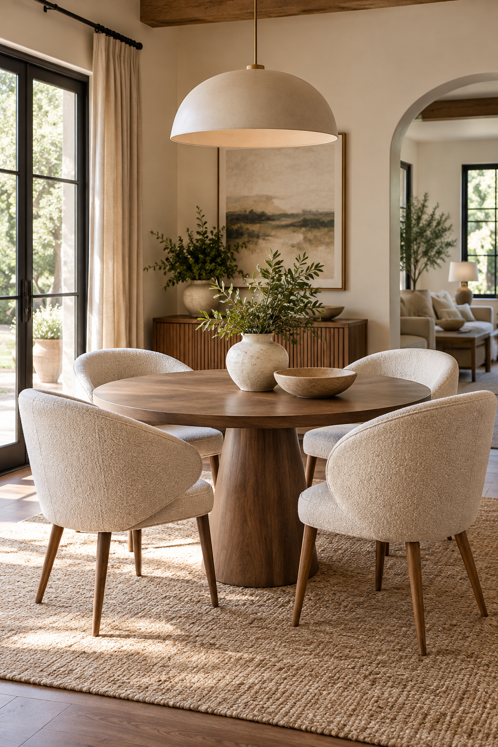 Pair Curved Dining Chairs with a Round Table