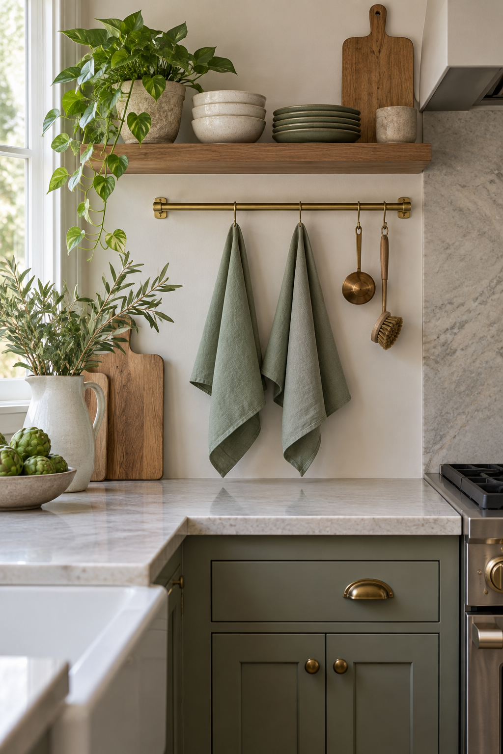 Add Sage Linen Towels