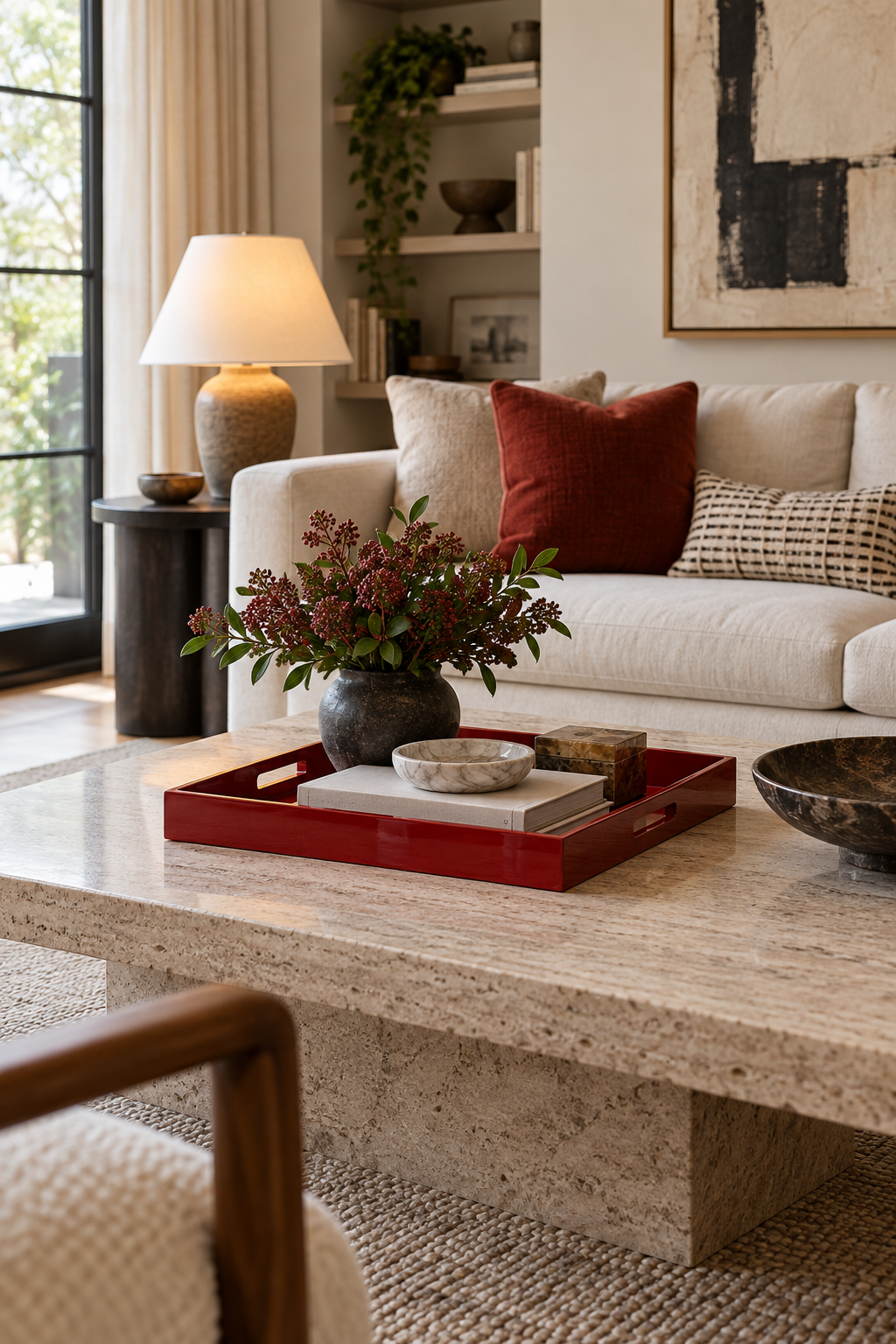 Bring Red to the Coffee Table with Lacquered Trays