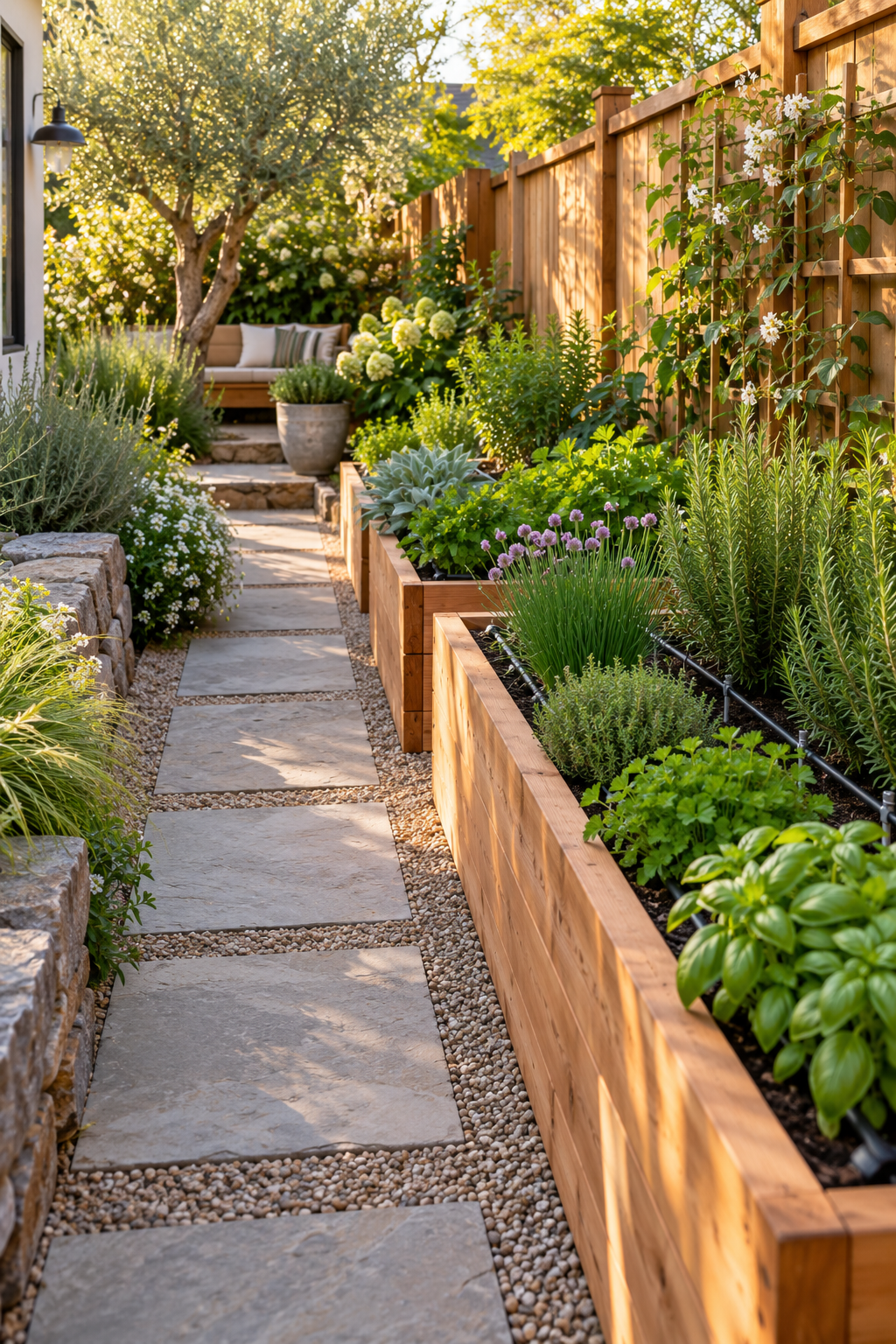 Build a Narrow Herb Garden in a small backyard garden
