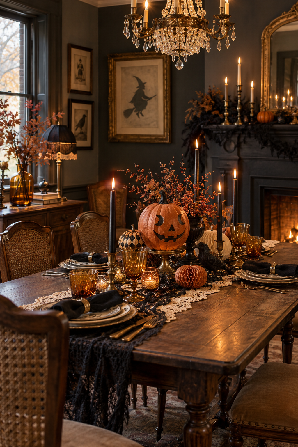Set a 1920s-Inspired Halloween Table styled as vintage Halloween decor ideas