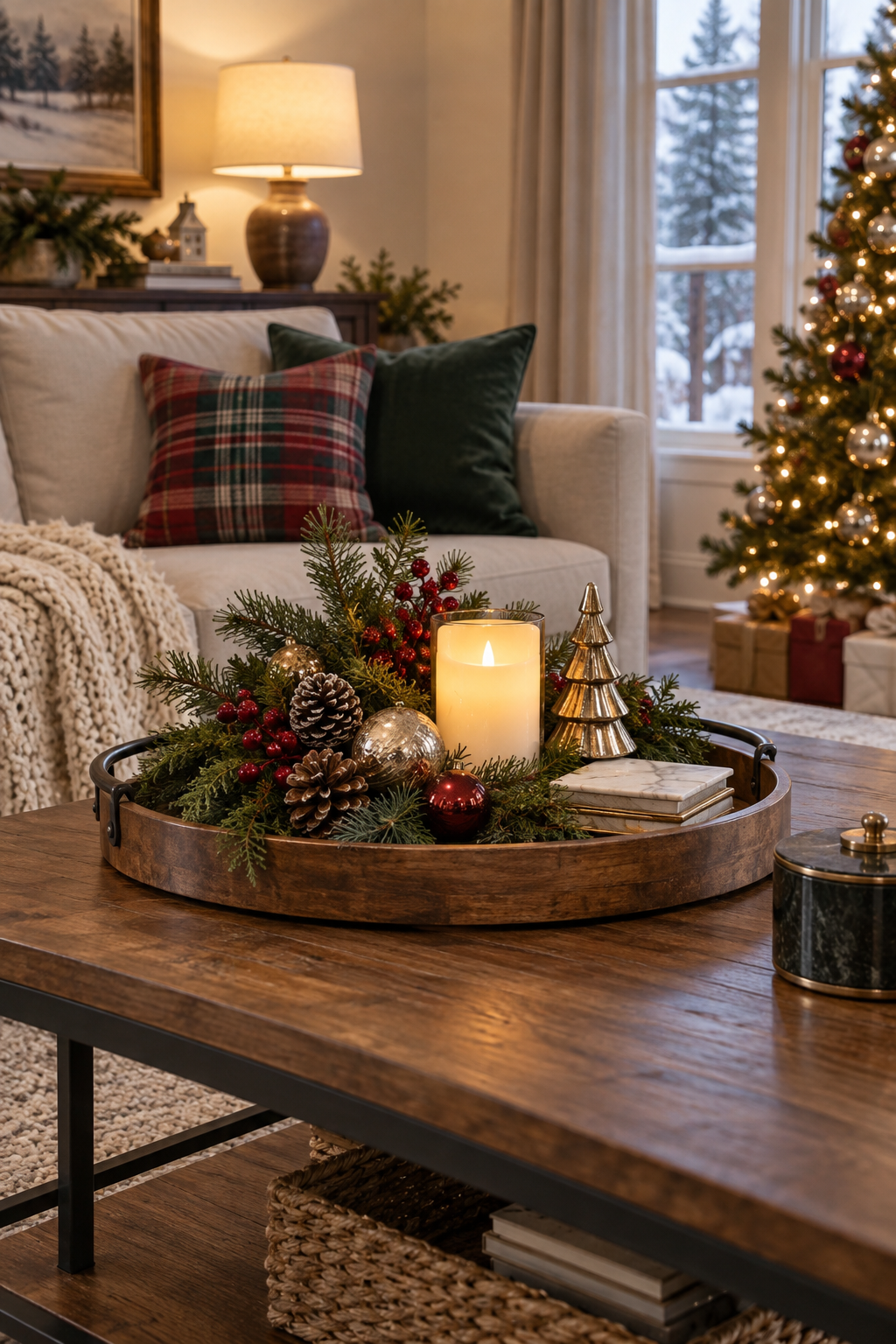 Arrange a Holiday Coffee Table Centerpiece