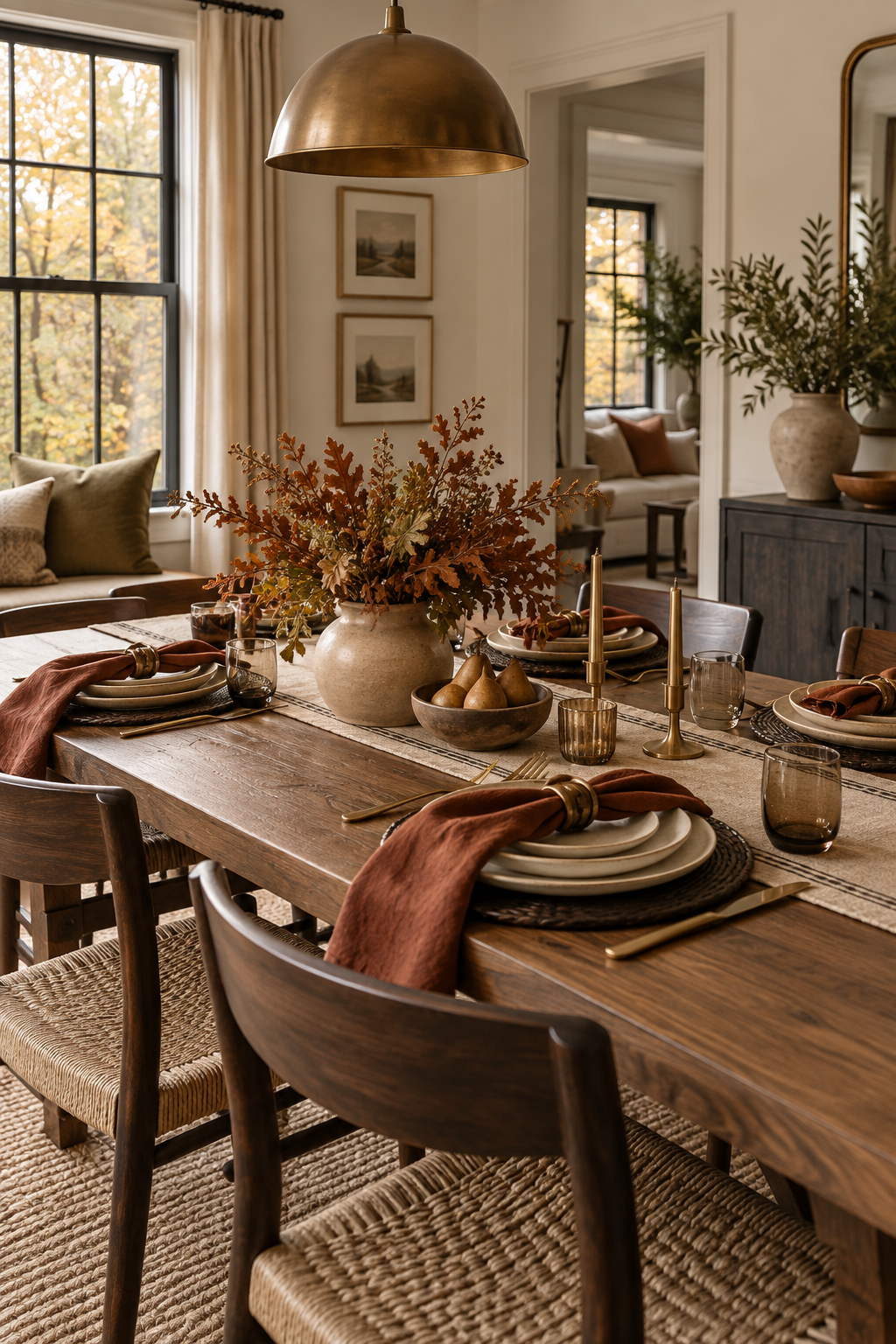 Simple elegant autumn place setting
