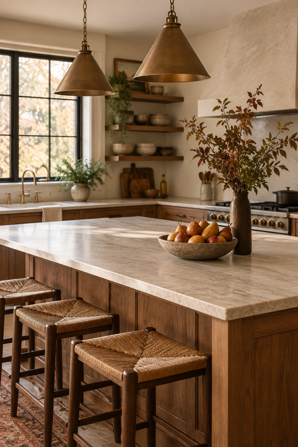 Practical fall kitchen island decor