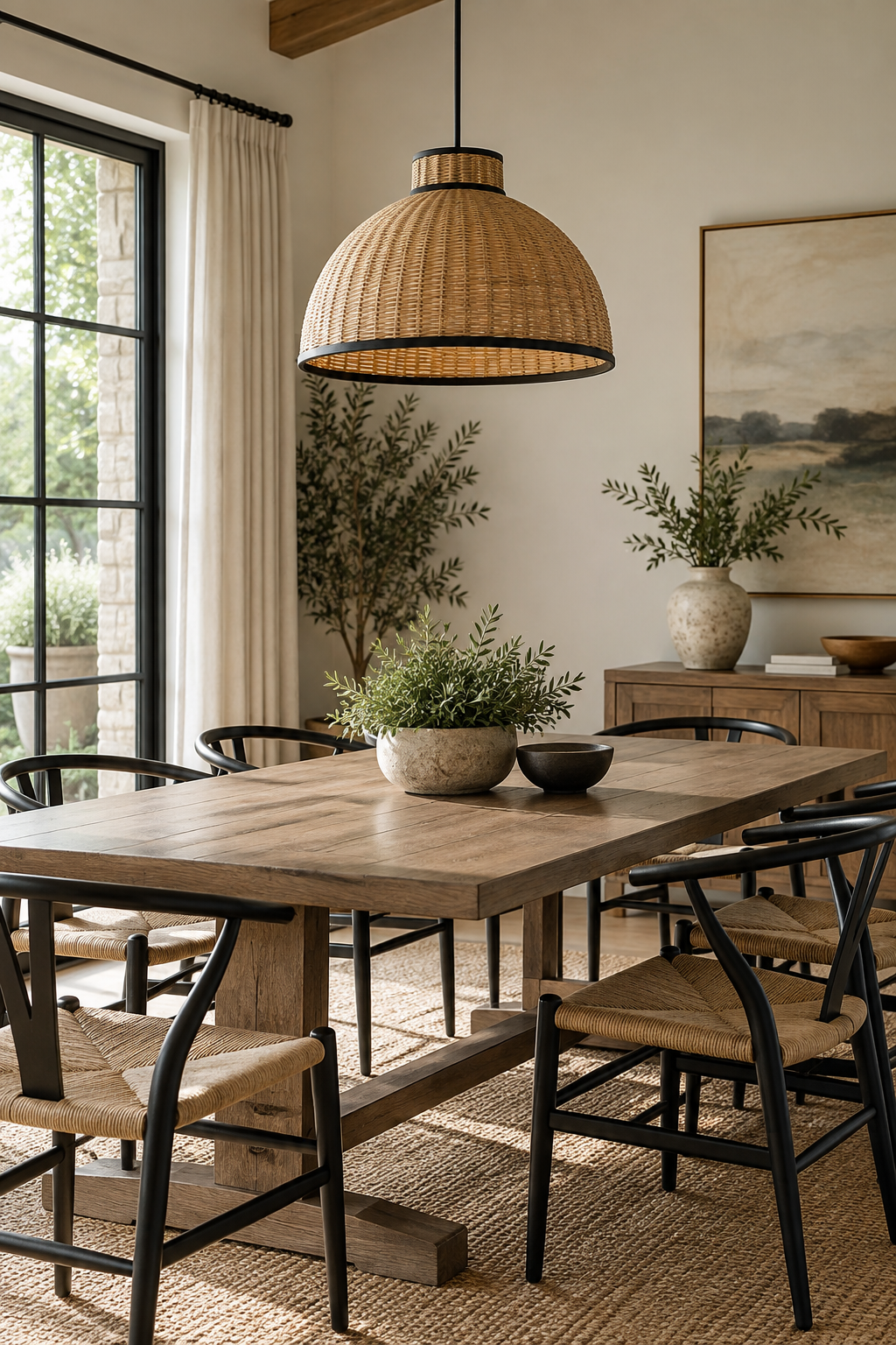 Add a Black-Trimmed Woven Pendant for Definition