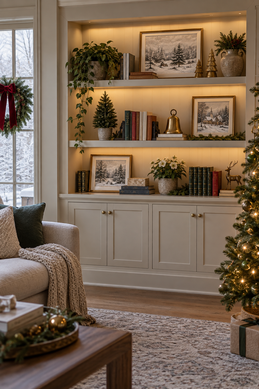 Style Built In Shelves for Christmas