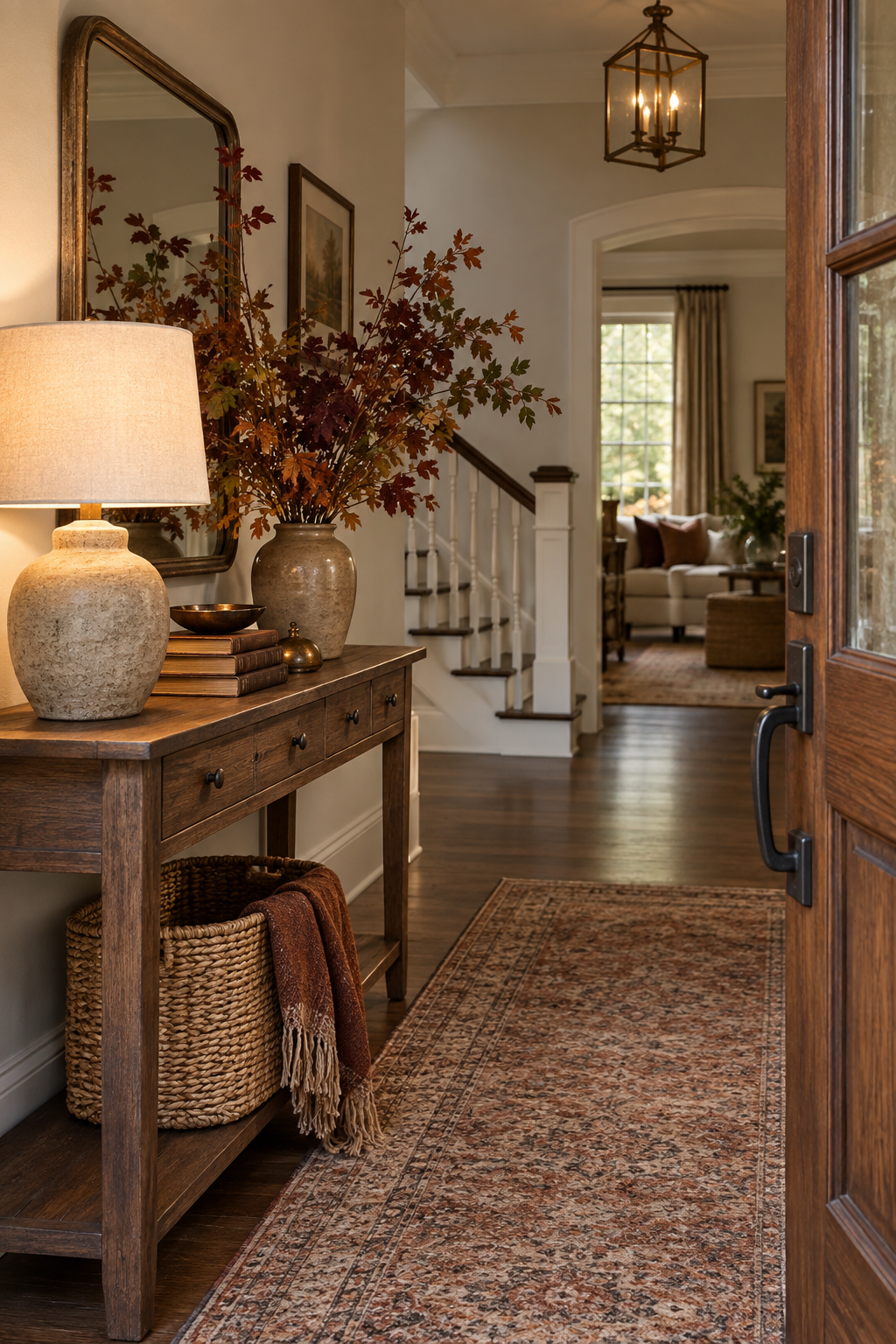 Budget fall entryway using existing decor