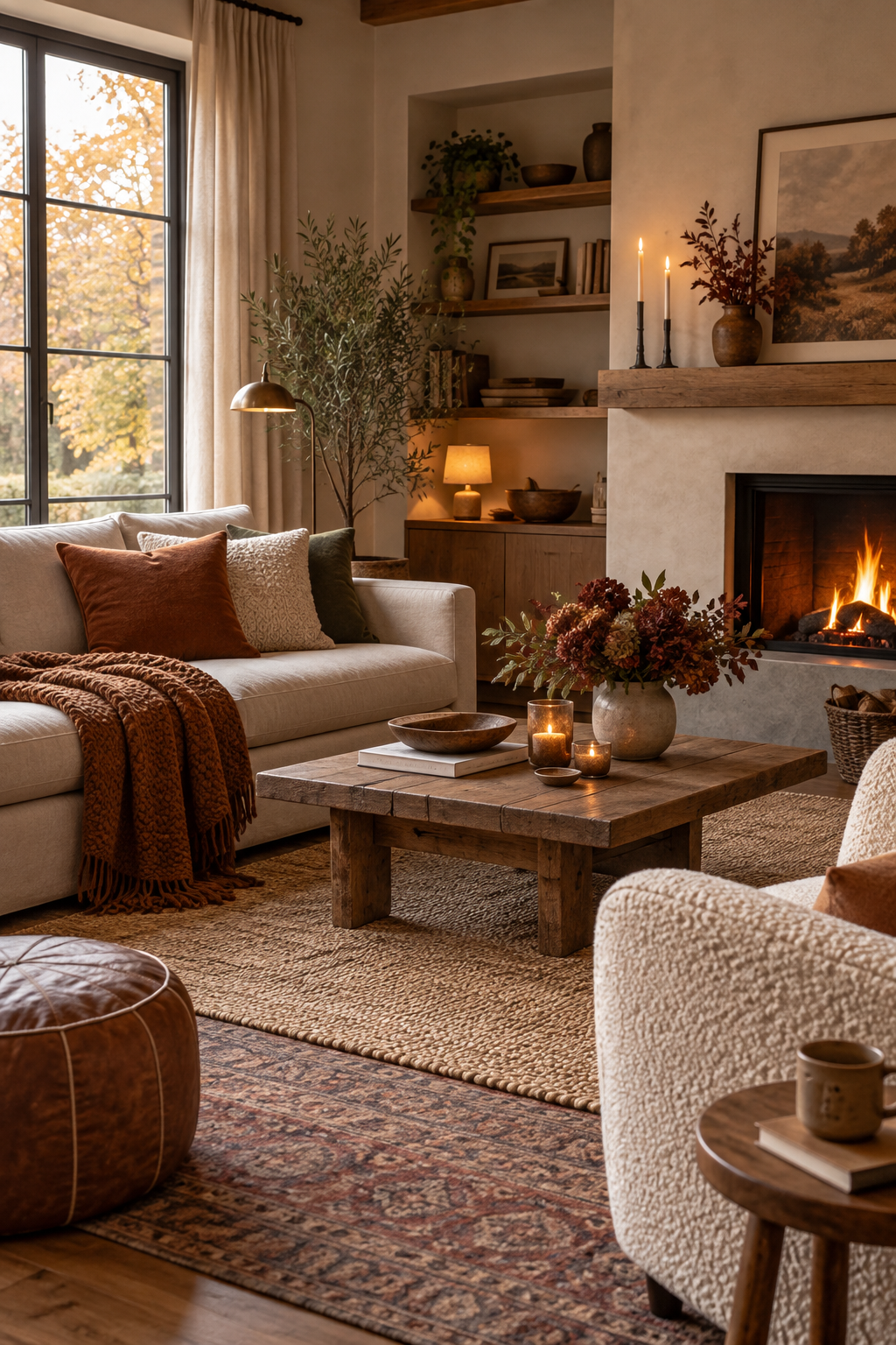 Cozy sectional fall family room