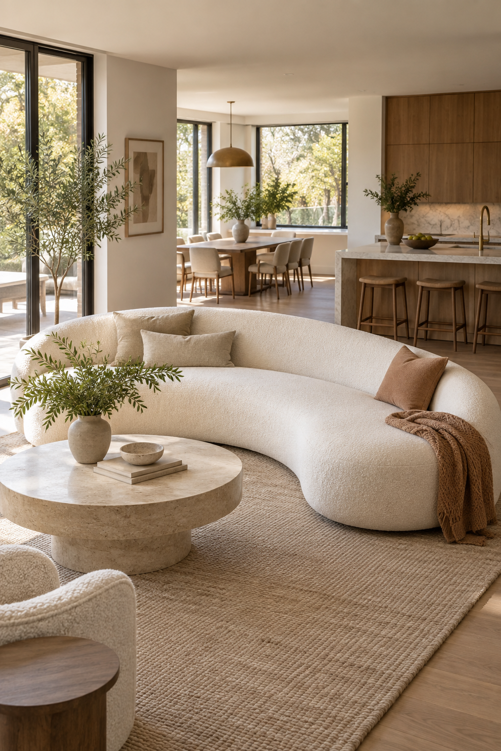 Introduce a Serpentine Sofa in an Open Plan