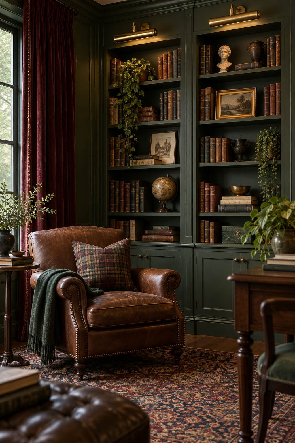 Use Picture Lights above Bookshelves